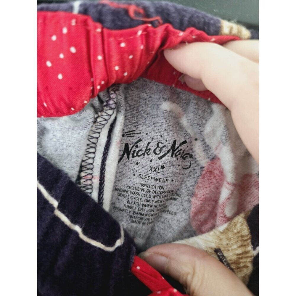 Nick & Nora Monkey Yarn Cotton Purple Flannel Christmas Sleep Pajamas Set XXL 2X - Picture 8 of 9
